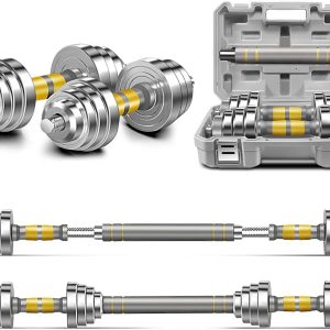 Adjustable Dumbbell Set - 44/66/88 LBS weights set, Dumbbell Barbell 3 in 1, Steel Dumbbells Pair with Connecting Rod for Adults Women Men Fitness Workout, Home Gym Exercise Training Equipment